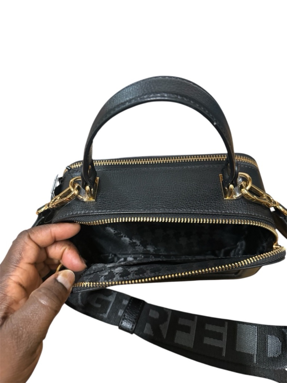 Karl Lagerfeld Paris Simone Leather Top Handle Camera Bag - Picture 5 of 9